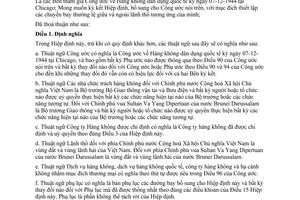 Hiệp định vận chuyển hàng không giữa chính phủ Việt Nam Sultan Yang Dipertuan của nước Brunei Darussalam