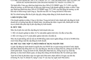 Thông tư 70-TC/TCT hướng dẫn thu lệ phí cấp đăng ký kinh doanh doanh nghiệp tư nhân công ty