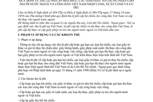 Thông tư liên bộ 71/TTLB thu lệ phí cấp hộ chiếu giấy tờ chứng nhận tại Việt Nam cho người nước ngoài và công dân Việt Nam xuất nhập cảnh cư trú