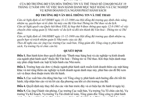 Quyết định 2246/QĐ  danh mục mặt hàng và các nghiệp vụ kinh doanh của ngành phát hành sách