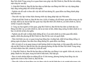 Quyết định 17-QĐ/TW chức năng nhiệm vụ tổ chức Ban Nội chính Trung ương