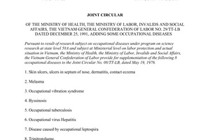 Joint circular No. 29/TT-LB 1991 on adding some occupational diseases