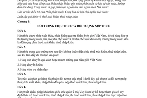 Luật thuế xuất khẩu, thuế nhập khẩu 1991 64-LTC/HĐNN8