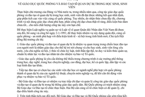 Chỉ thị 420-CT giáo dục quốc phòng đào tạo sĩ quan dự bị học sinh, sinh viên