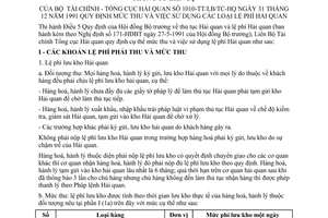 Thông tư liên bộ 1010-TTLB/TC-HQ quy định mức thu sử dụng lệ phí hải quan