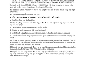 Thông tư 83-BTC hướng dẫn biện pháp giải quyết vốn lưu động doanh nghiệp Nhà nước