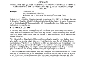 Công văn  09/QLTT-TW hướng dẫn tổ chức chỉ đạo quản lý thị trường ở địa phương