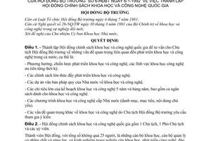 Nghị định 6-HĐBT thành lập Hội đồng chính sách khoa học và công nghệ quốc gia