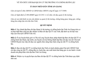 Quyết định 48/QĐ.UB 1992 tổ chức chỉ đạo quản lý thị trường chống buôn lậu An Giang