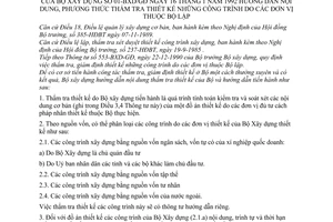 Thông tư 01-BXD/GĐ hướng dẫn nội dung, phương thức thẩm tra thiết kế những công trình đơn vị thuộc Bộ