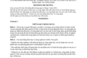 Nghị định 35-HĐBT  công tác quản lý khoa học và công nghệ