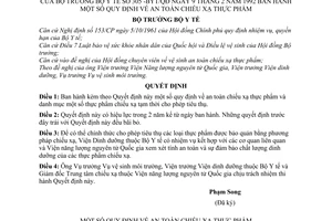 Quyết định 305-BYT/QĐ một số quy định về an toàn chiếu xạ thực phẩm