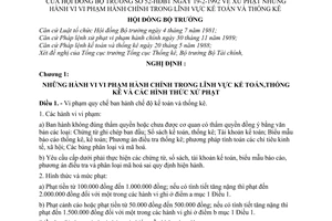 Nghị định 52-HĐBT xử phạt những hành vi vi phạm hành chính trong lĩnh vực kế toán và thống kê