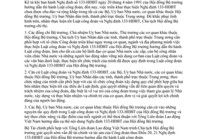 Chỉ thị 60-CT thi hành Nghị định 133-HĐBT hướng dẫn thi hành Luật công đoàn