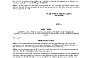 Quyết định 82/NL/KHKT  Quy trình điều tra sự cố trong nhà máy điện