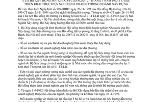 Công văn 152/BXD-TCLĐ  triển khai thực hiện NĐ 388-HĐBT trong ngành xây dựng