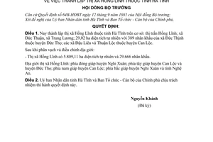 Quyết định  67-HĐBT  thành lập thị xã Hồng Lĩnh  tỉnh Hà Tĩnh