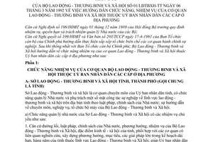 Thông tư 01/LĐTBXH-TT chức năng, nhiệm vụ của cơ quan Lao động Thương binh Xã hội Uỷ ban nhân dân các cấp địa phương