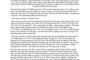 Thông tư liên tịch 03/TT-LB hướng dẫn trợ cấp thêm công nhân viên chức hành chính sự nghiệp lực lượng vũ trang đối tượng hưởng chính sách xã hội