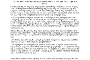 Chỉ thị 90-CT thực hiện biện pháp chặn đứng nạn phá rừng