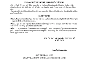 Quyết định  444/QĐ-UB qui chế làm việc của Ủy ban nhân dân thành phố Hồ Chí Minh