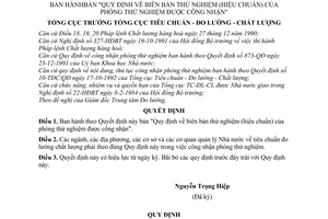 Quyết định 33-TĐC/QĐ  bản Quy định về biên bản thử nghiệm (hiệu chuẩn) của phòng thử nghiệm được công nhận