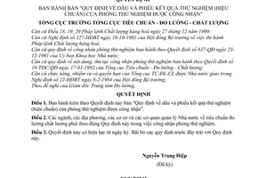 Quyết định  31-TĐC/QĐ bản Quy định về dấu và phiếu kết quả thử nghiệm (hiệu chuẩn) của phòng thử nghiệm được công nhận