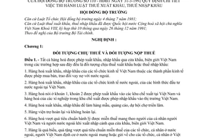Nghị định 110-HĐBT hướng dẫn thi hành Luật thuế xuất khẩu, thuế nhập khẩu