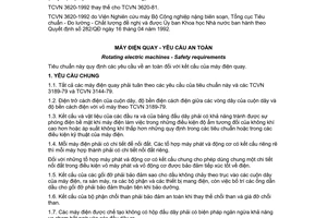 Tiêu chuẩn Việt Nam TCVN 3620:1992 về máy điện quay - Yêu cầu an toàn do Ủy ban Khoa học Nhà nước ban hành