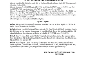 Quyết định  523/QĐ-UB  giao chỉ tiêu biên chế HCSN năm 1992