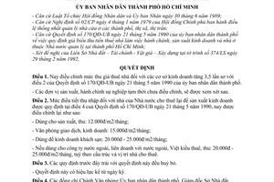 Quyết định  560/QĐ-UB  điều chỉnh điều 2 và điều 4 của Quyết định 170/QĐ-UB năm 1990