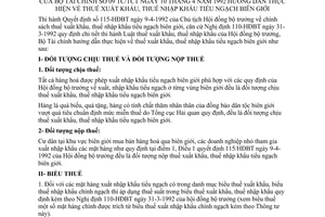 Thông tư 09-TC/TCT hướng dẫn thuế xuất nhập khẩu tiểu ngạch biên giới