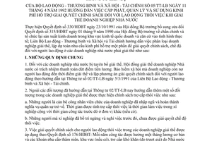 Thông tư liên tịch 05/TT-LB cấp phát quản lý sử dụng kinh phí hỗ trợ giải quyết chính sách lao động thôi việc giải thể doanh nghiệp