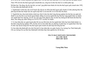 Chỉ thị 13/CT-UB tổ chức mạng lưới thu thuế ngoài quốc doanh