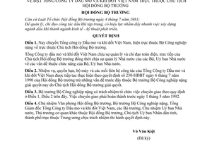 Quyết định 125-HĐBT  đặt Tổng Công ty Dầu mỏ và khí đốt Việt Nam  thuộc Chủ tịch Hội đồng Bộ trưởng