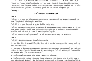 Luật Tổ chức Quốc hội 1992 66-LCT/HĐNN8