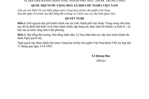 Nghị quyết địa giới hành chính tỉnh, thành phố trực thuộc Trung ương