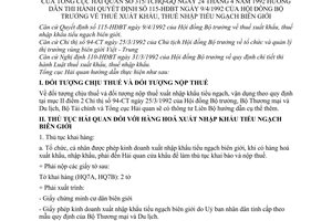 Thông tư 315/TCHQ-GQ thuế xuất nhập khẩu tiểu ngạch biên giới hướng dẫn Quyết định 115-HĐB