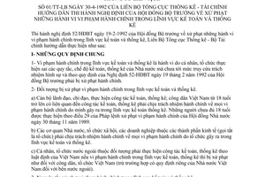 Thông tư liên tịch 01/TT-LB xử phạt vi phạm hành chính lĩnh vực kế toán thống kê