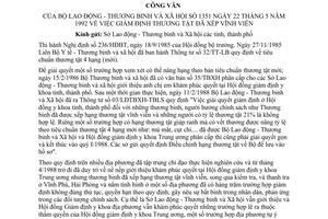 Công văn 1351 giám định thương tật đã xếp vĩnh viễn