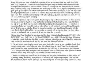 Chỉ thị 20/CT-UB triển khai thực hiện Pháp lệnh bảo hộ lao động