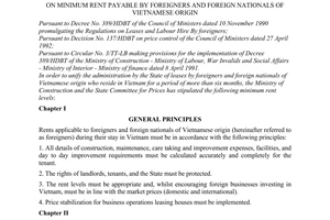 Joint circular No. 03/TT-LB on minimum rent payable by foreigners and foreign