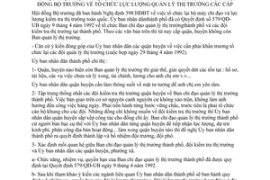 Chỉ thị 21/CT-UB thực hiện Nghị định 398/HĐBT tổ chức lực lượng quản lý thị trường các cấp