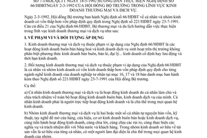 Thông tư 7-TMDL/QLTT hướng dẫn Nghị định 66/HĐBT lĩnh vực kinh doanh thương mại dịch vụ