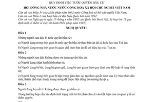 Nghị quyết 590/NQ-HĐNN8 quy định việc tước quyền bầu cử