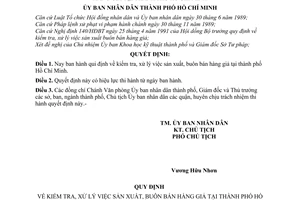 Quyết định  880/QĐ-UB  quy định về kiểm tra xử lý việc sản xuất, buôn bán hàng giả tại thành phố Hồ Chí Minh