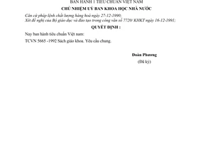 Quyết định 382-QĐ 1 tiêu chuẩn Việt Nam TCVN 5665 -1992 Sách giáo khoa