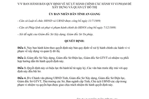 Quyết định 243/QĐ-UB 1992 xử lý hành chính hành vi vi phạm để xây dựng quản lý đô thị An Giang