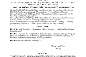 Quyết định  88-TĐC/QĐ  Quy định về việc uỷ quyền kiểm tra Nhà nước chất lượng hàng hoá xuất khẩu, nhập khẩu