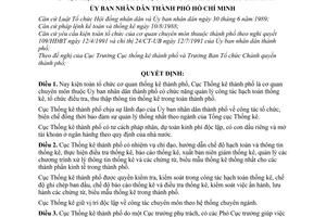 Quyết định 919/QĐ-UB  kiện toàn tổ chức Cục Thống kê thành phố Hồ Chí Minh